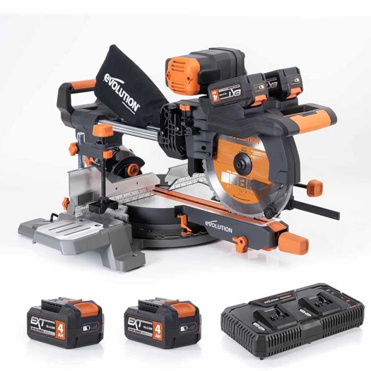 EVOLUTION Φαλτσοκόπτης Συρόμενος 18v Loaded με Δύο Μπαταρίες 5Ah & Φορτιστή R255SMSDB-Li 66.0251