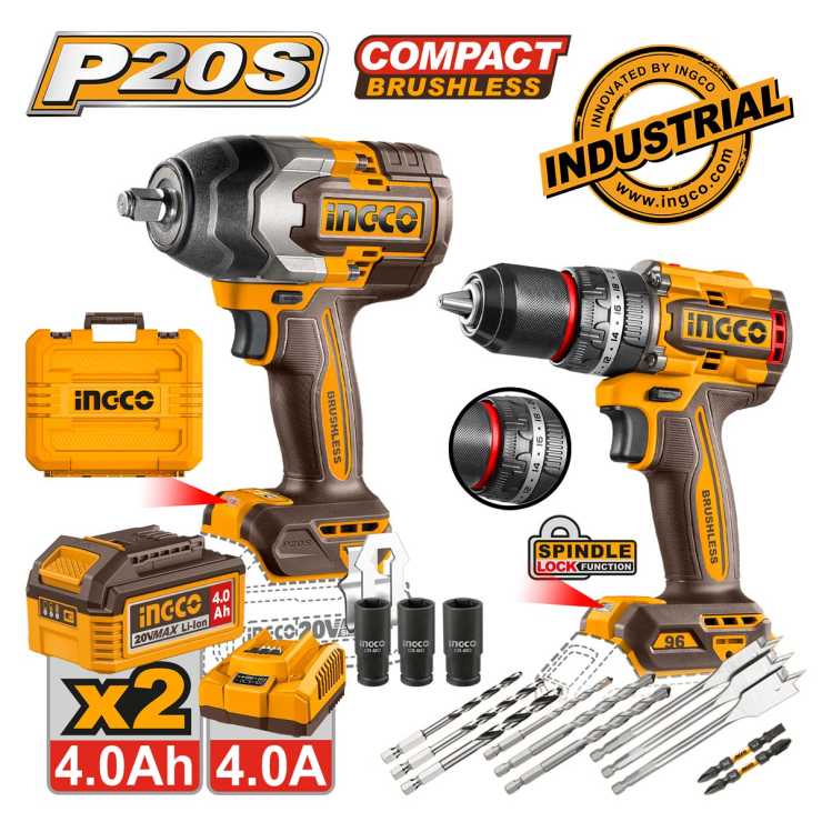 Ingco Εργαλεία Μπαταρίας 20V Li-Ion Σετ 2 τεμ. COSLI250586E
