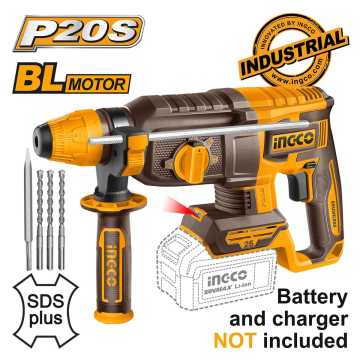 Ingco Πιστολέτο Περιστροφικό Κρουστικό Σκαπτικό Μπαταρίας 20V Li-Ion SOLO 2.5J CRHLI20268