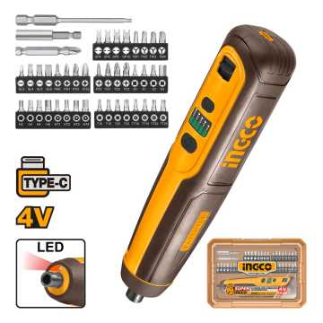 INGCO Κατσαβίδι Μπαταρίας 4V Li-Ion με Ενσωματωμένη Μπαταρία USB Type-C Σετ 43 τεμ. 5Nm CSDLI04062 INGCO Κατσαβίδι Μπαταρίας 4V Li-Ion με Ενσωματωμένη Μπαταρία USB Type-C Σετ 43 τεμ. 5Nm CSDLI04062