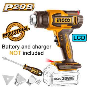 INGCO Πιστόλι Θερμού Αέρα Μπαταρίας 20V Li-Ion με LCD Οθόνη SOLO HGLI2003