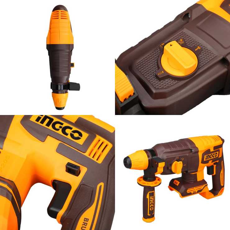 INGCO Πιστολέτο Περιστροφικό Κρουστικό Σκαπτικό Μπαταρίας 20V Li-Ion 2.5J Φ26mm +Ταχυτσόκ CRHLI202689E 