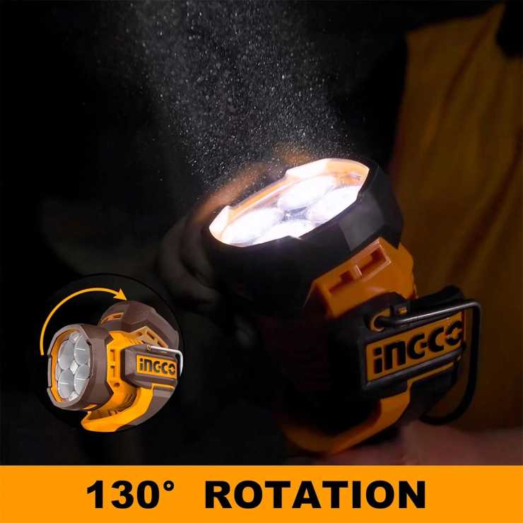 Ingco Προβολέας Εργασίας 20V Li-Ion SOLO 800-1400-2500 lumens CWLI20885