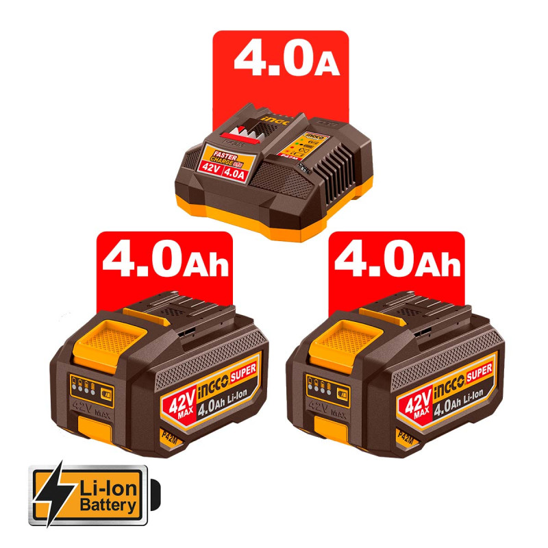 INGCO Γωνιακός Τροχός Μπαταρίας 2600W 230mm 42V Li-Ion CAGLI4260182
