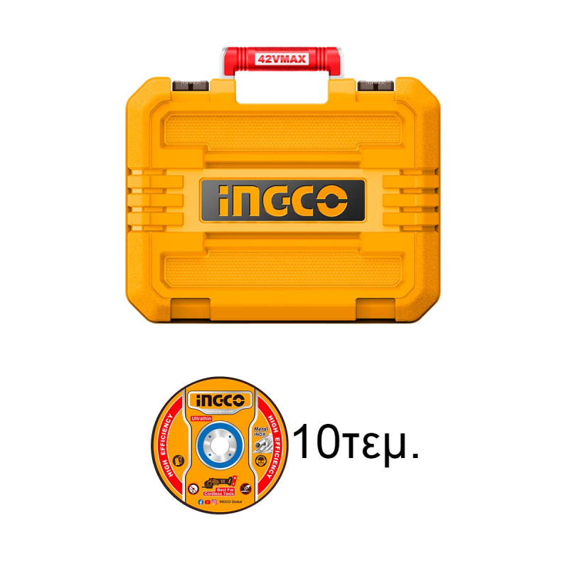 INGCO Γωνιακός Τροχός Μπαταρίας 2600W 230mm 42V Li-Ion CAGLI4260182