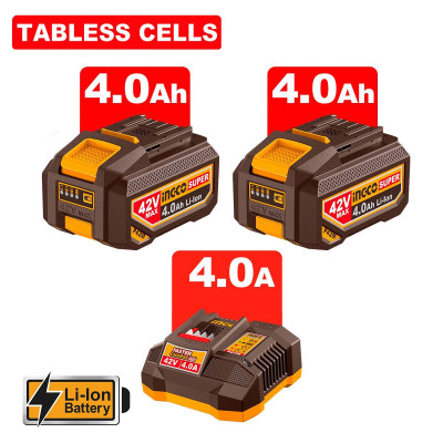 INGCO Κρουστικό Δραπανοκατσάβιδο Compact Μπαταρίας 42V Li-Ion 169Nm με Jacobs Τσοκ, τεχνολογία Tabless Cells CIDLI4216982