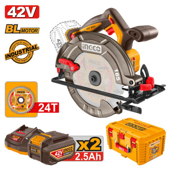 Ingco Δισκοπρίονο Μπαταρίας 42V Li-Ion Φ 185mm +Εργαλειοθήκη Βαθιά 19" CSLI4218512E