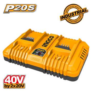 INGCO Ταχυφορτιστής 2 Θέσεων 2x20V 4A FCLI2034E