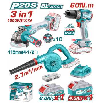 TOTAL ΕΠΑΓΓΕΛΜΑΤΙΚΟ ΣΕΤ ΓΩΝΙΑΚΟΣ ΤΡΟΧΟΣ + ΔΡΑΠΑΝΟΚΑΤΣΑΒΙΔΟ + ΦΥΣΗΤΗΡΑΣ ΜΠΑΤΑΡΙΑΣ Li-ion 20V (TOSLI241192E) TOTAL ΕΠΑΓΓΕΛΜΑΤΙΚΟ ΣΕΤ ΓΩΝΙΑΚΟΣ ΤΡΟΧΟΣ + ΔΡΑΠΑΝΟΚΑΤΣΑΒΙΔΟ + ΦΥΣΗΤΗΡΑΣ ΜΠΑΤΑΡΙΑΣ Li-ion 20V (TOSLI241192E)