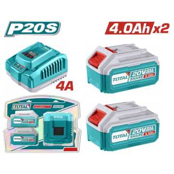 Total Επαγγ. Σετ 2Τεμ Μπατ. Tfbli2002 Li-Ion 20V/4Ah + 1Τεμ Φορτιστης Tfcli20411E (Tfbcpk1424) Total Επαγγ. Σετ 2Τεμ Μπατ. Tfbli2002 Li-Ion 20V/4Ah + 1Τεμ Φορτιστης Tfcli20411E (Tfbcpk1424)