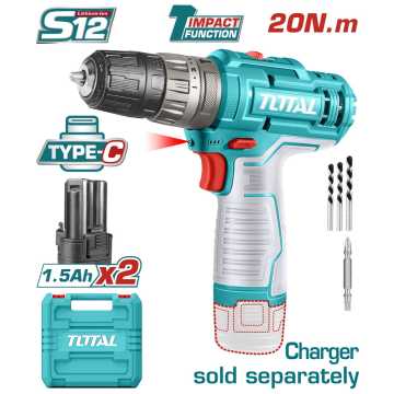 Total Δραπανοκατσάβιδο Κρουστικο Μπατ. Li-Ion 12V / 1.5Ah / 20Nm / 2 Μπατ (Tidli12202) Total Δραπανοκατσάβιδο Κρουστικο Μπατ. Li-Ion 12V / 1.5Ah / 20Nm / 2 Μπατ (Tidli12202)