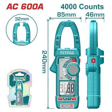 TOTAL ΕΠΑΓΓ. ΑΜΠΕΡΟΤΣΙΜΠΙΔΑ ΨΗΦΙΑΚΗ 600Α AC/DC True RMS (TMT766001)