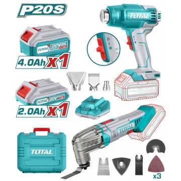 Total Σετ Πολυεργαλειο + Πιστολι Θερμου Αερα Μπαταρίας Li-Ion 20V / 2Ah+4Ah (Tosli230705) Total Σετ Πολυεργαλειο + Πιστολι Θερμου Αερα Μπαταρίας Li-Ion 20V / 2Ah+4Ah (Tosli230705)