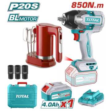 Total Σετ Μπουλονοκλειδο + Μιξερ Μπαταρίας Li-Ion 20V / 4Ah / 1 Μπαταρια (Tosli240313E) Total Σετ Μπουλονοκλειδο + Μιξερ Μπαταρίας Li-Ion 20V / 4Ah / 1 Μπαταρια (Tosli240313E)