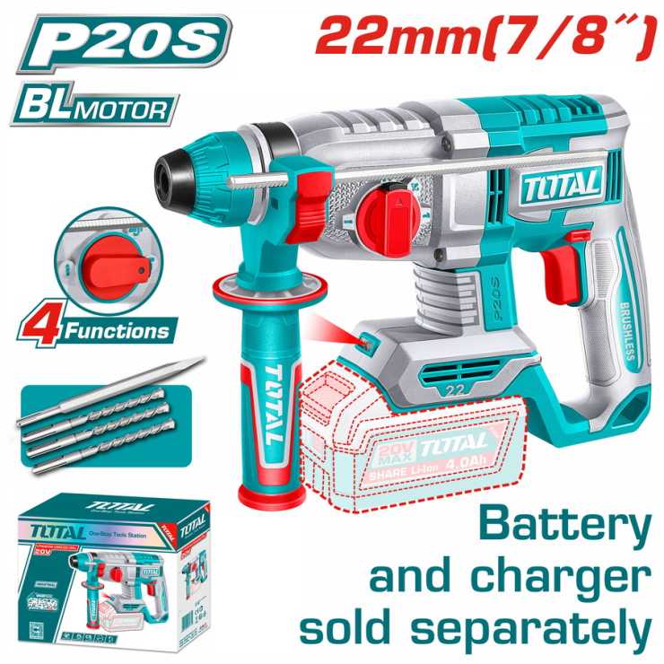 TOTAL ΕΠΑΓΓΕΛΜΑΤΙΚΟ ΠΝΕΥΜΑΤΙΚΟ ΠΙΣΤΟΛΕΤΟ ΜΠΑΤΑΡΙΑΣ Li-ion 20V / 22mm ΧΩΡΙΣ ΜΠΑΤΑΡΙΑ & ΦΟΡΤΙΣΤΗ (TRHLI21228)