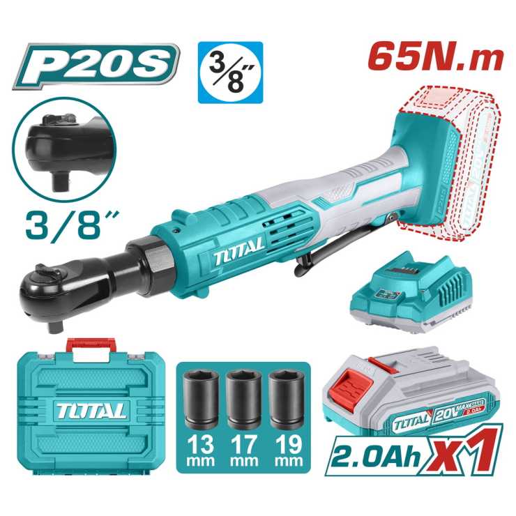 TOTAL ΣΕΤ ΚΑΣΤΑΝΙΑ 3/8" ΜΠΑΤ. Li-ion 20V / 65Nm / 2Ah / 1 ΜΠΑΤ (TDRLI2060152)