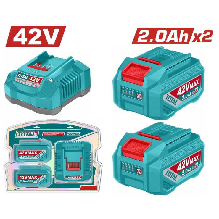 TOTAL ΕΠΑΓΓ. ΣΕΤ 2τεμ ΜΠΑΤ. TFBLI42201E Li-ion 42V/2Ah + 1τεμ ΦΟΡΤΙΣΤΗΣ TFCLI42021E (TFBCPM20221E)