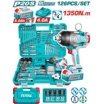 TOTAL ΕΠΑΓΓ. ΣΕΤ ΜΠΟΥΛΟΝΟΚΛΕΙΔΟ ΜΠΑΤ. Li-ion 20V / 1350Nm / 5Ah / 1 ΜΠΑΤ 126ΤΕΜ (THKTHP31262)