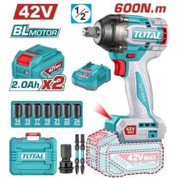 TOTAL ΕΠΑΓΓ. ΜΠΟΥΛΟΝΟΚΛΕΙΔΟ ΜΠΑΤ. Li-ion 42V / 2Ah / 600Nm / 2 ΜΠΑΤ BL Motor (TIWLI42602E)