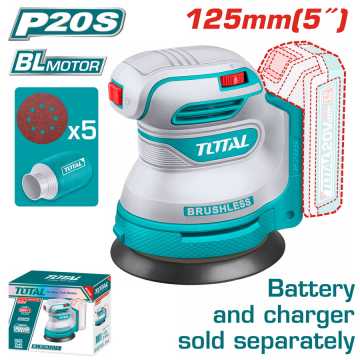 TOTAL ΕΠΑΓΓ. ΕΚΚΕΝΤΡΟ ΤΡΙΒΕΙΟ ΧΟΥΦΤΑΣ ΜΠΑΤ. Li-ion 20V / 125mm ΧΩΡΙΣ ΜΠΑΤΑΡΙΑ & ΦΟΡΤΙΣΤΗ (TROSLI2002)