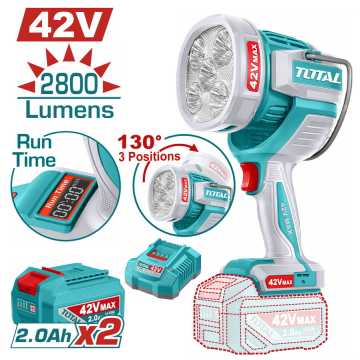 TOTAL ΕΠΑΓΓ. ΠΡΟΒΟΛΕΑΣ LED ΜΠΑΤ. Li-ion 42V / 50W / 2Ah / 2 ΜΠΑΤ (TWLI42896E)