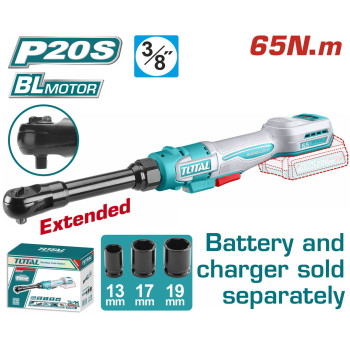 TOTAL ΕΠΑΓΓ. ΚΑΣΤΑΝΙΑ ΜΑΚΡΙΑ 3/8" / 65Nm ΜΠΑΤ. Li-ion 20V ΧΩΡΙΣ ΜΠΑΤΑΡΙΑ & ΦΟΡΤΙΣΤΗ (TDRLI206529)