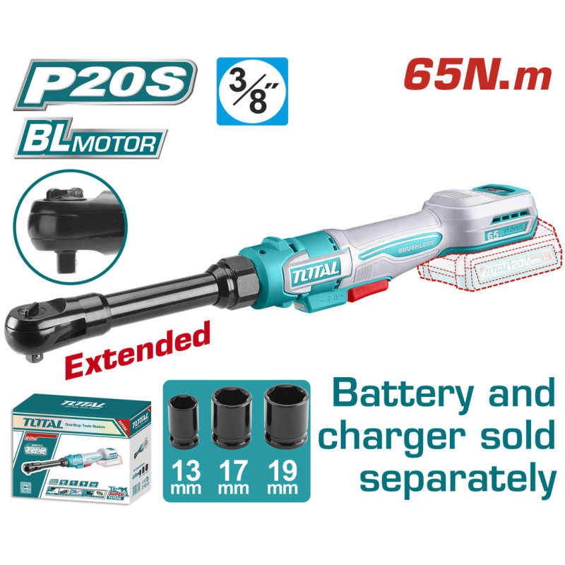 TOTAL ΕΠΑΓΓ. ΚΑΣΤΑΝΙΑ ΜΑΚΡΙΑ 3/8" / 65Nm ΜΠΑΤ. Li-ion 20V ΧΩΡΙΣ ΜΠΑΤΑΡΙΑ & ΦΟΡΤΙΣΤΗ (TDRLI206529)
