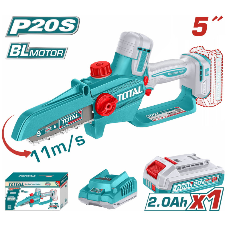 TOTAL ΕΠΑΓΓ. ΣΕΤ ΑΛΥΣΟΠΡΙΟΝΟ ΚΛΑΔΕΥΤΙΚΟ ΜΠΑΤ. Li-ion 20V / 5" / 2Ah / 1 ΜΠΑΤ BL Motor (TGSLI20561E)