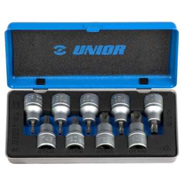 UNIOR Συλλογή από μακριά καρυδάκια 1/2" για βίδες TORX (TX) σε μεταλλική θήκη 603657