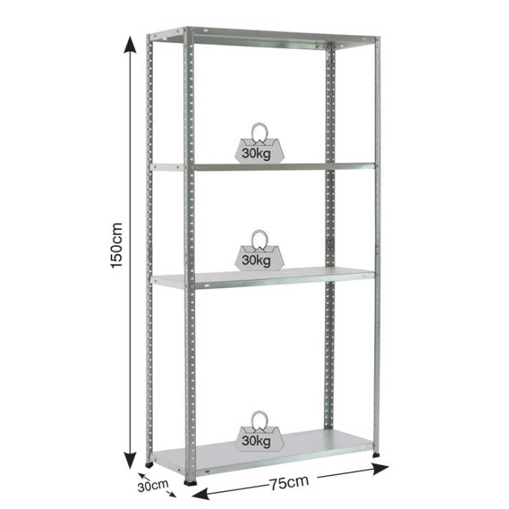 ΡΑΦΙΕΡΑ ΜΕΤΑΛΛΙΚΗ ΓΑΛΒΑΝΙΖΕ 75x30x150 - 30kg - 4 ΡΑΦΙΑ 610413