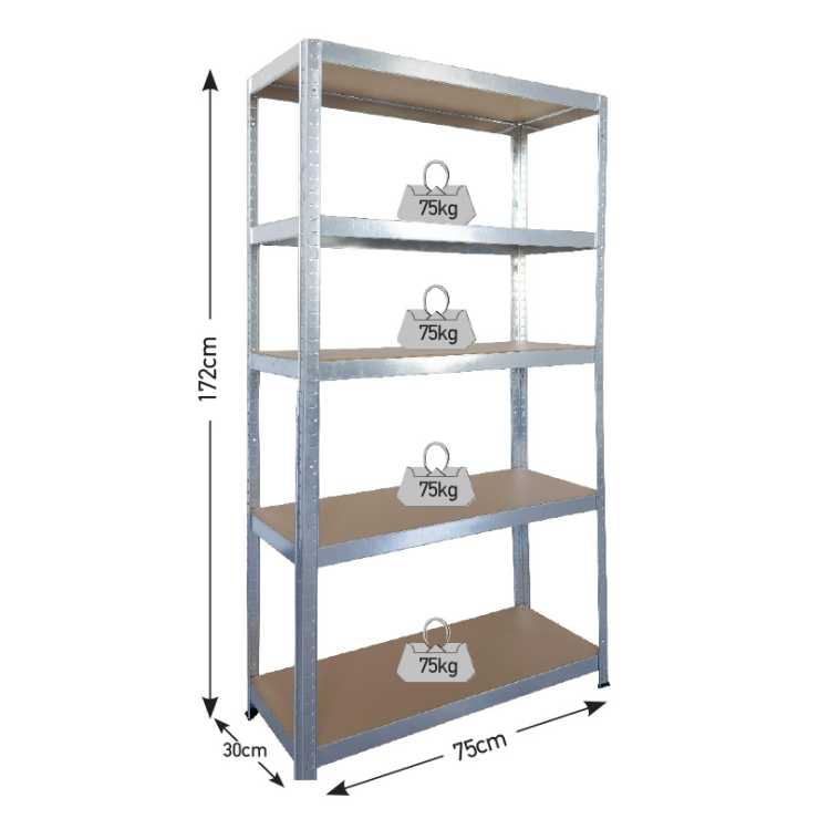 ΡΑΦΙΕΡΑ ΜΕΤΑΛΛΙΚΗ 75x30x172 ΓΑΛΒ. 75kg 5 ΡΑΦΙΑ MDF 610417