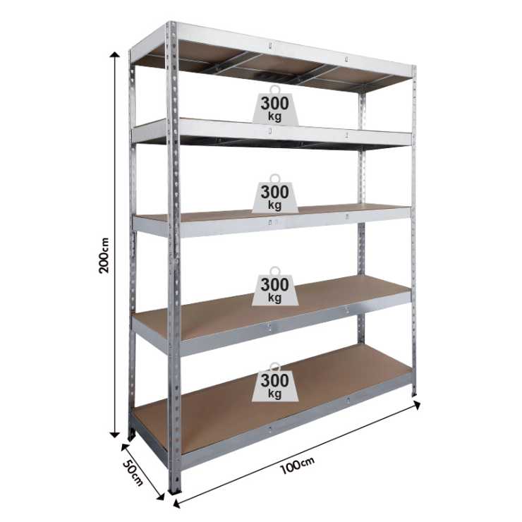 ΡΑΦΙΕΡΑ ΜΕΤΑΛΛΙΚΗ 100x50x200 ΓΑΛΒ. 300kg 5 ΡΑΦΙΑ MDF 610418