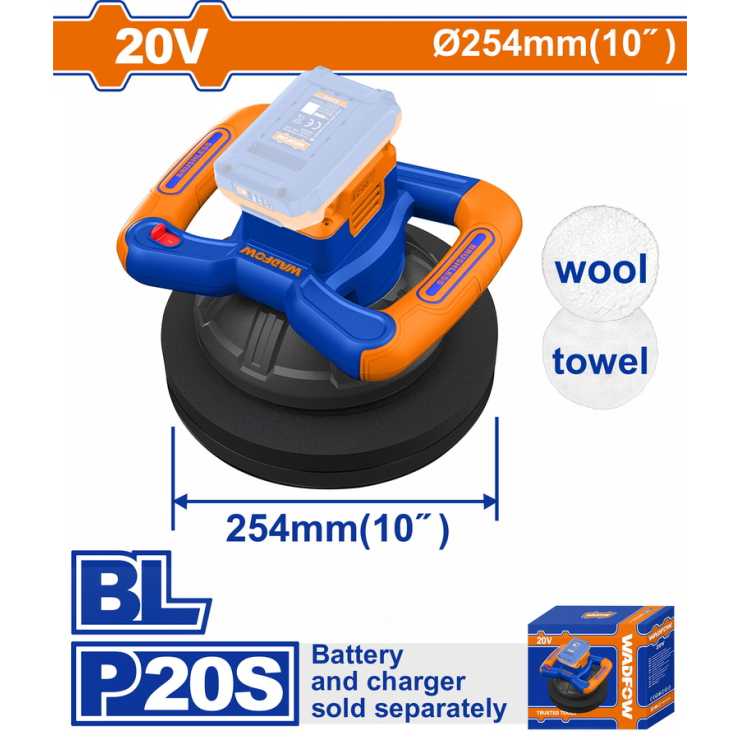 WADFOW ΑΛΟΙΦΑΔΟΡΟΣ ΜΠΑΤ. Li-ion 20V / 254mm ΧΩΡΙΣ ΜΠΑΤΑΡΙΑ & ΦΟΡΤΙΣΤΗ (WHL35254)