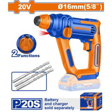 WADFOW ΠΝΕΥΜΑΤΙΚΟ ΠΙΣΤΟΛΕΤΟ SDS-PLUS ΜΠΑΤ. Li-ion 20V / 16mm ΧΩΡΙΣ ΜΠΑΤΑΡΙΑ & ΦΟΡΤΙΣΤΗ (WLM1516) WADFOW ΠΝΕΥΜΑΤΙΚΟ ΠΙΣΤΟΛΕΤΟ SDS-PLUS ΜΠΑΤ. Li-ion 20V / 16mm ΧΩΡΙΣ ΜΠΑΤΑΡΙΑ & ΦΟΡΤΙΣΤΗ (WLM1516)