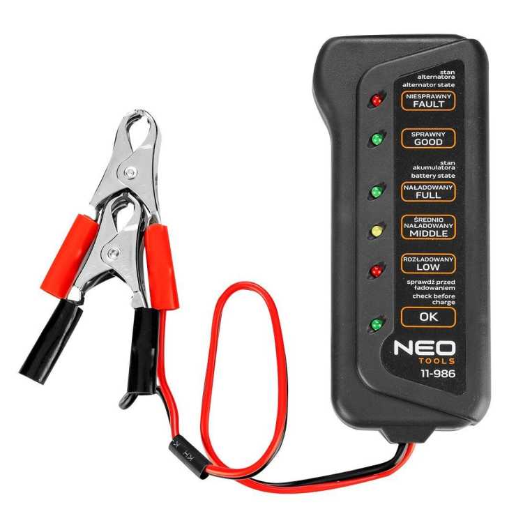 NEO TOOLS Ελεγκτής μπαταριών 12V με LED 11-986