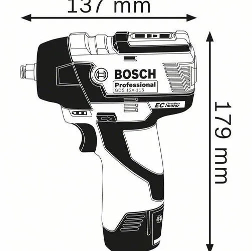 BOSCH GDR 12V-115 EC Παλμικό κατσαβίδι και μπουλονόκλειδο σε L-Boxx ( Solo )-06019E0102