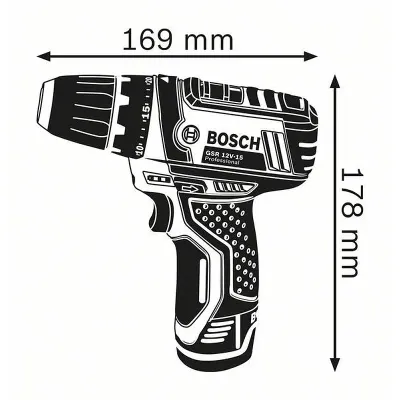 BOSCH GSR 12V-15 Δραπανοκατσάβιδο Μπαταρίας Professional (Solo)-L-Boxx-060186810D