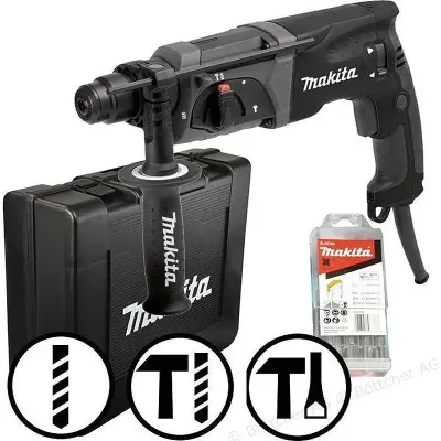 MAKITA Μαύρη Έκδοση Περιστροφικό Πιστολέτο 780W, SDS-Plus + σετ Τρυπάνια HR2470BX40