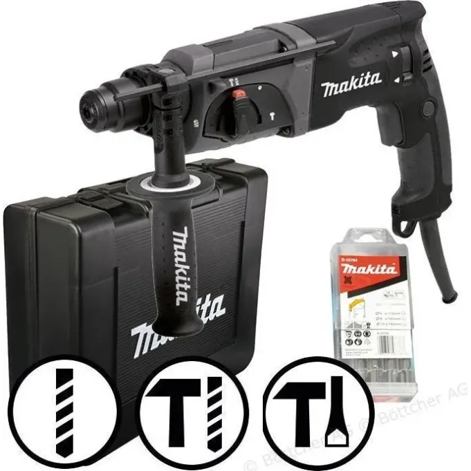 MAKITA Μαύρη Έκδοση Περιστροφικό Πιστολέτο 780W, SDS-Plus + σετ Τρυπάνια HR2470BX40 