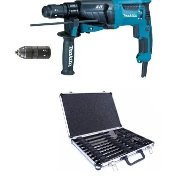 MAKITA Πνευματικό Σκαπτικό SDS-PLUS AVT με Σετ Τρυπανιών 17 Τεμαχίων και Ταχυτσοκ HR2631FT12 