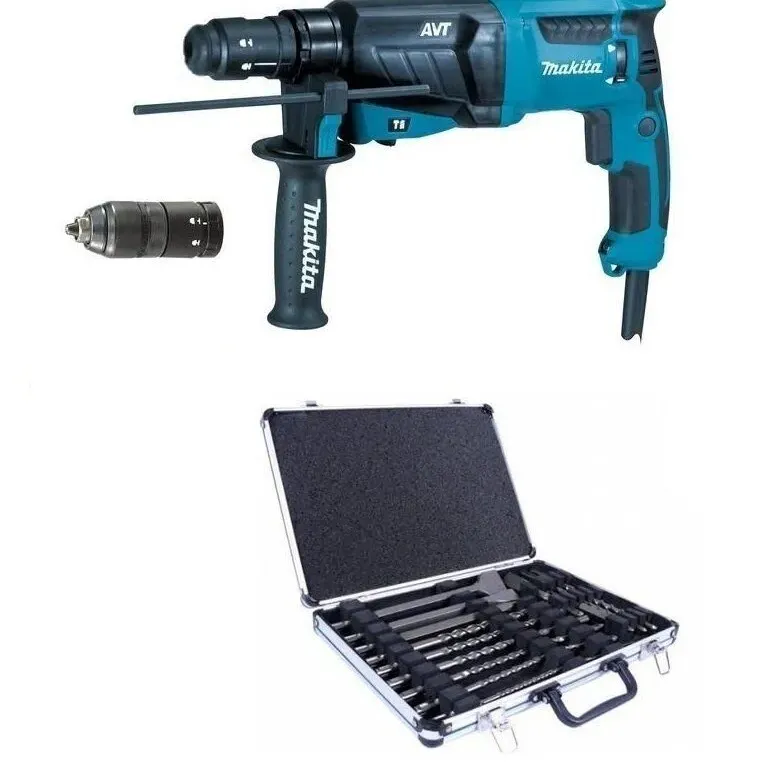 MAKITA Πνευματικό Σκαπτικό SDS-PLUS AVT με Σετ Τρυπανιών 17 Τεμαχίων και Ταχυτσοκ HR2631FT12 