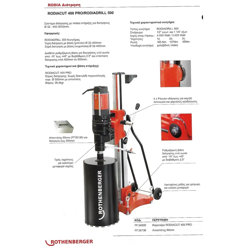 ROTHENBERGER ΚΑΡΟΤΙΕΡΑ RODIACUT 400 PRO-RODIADRILL 500  FF.34500