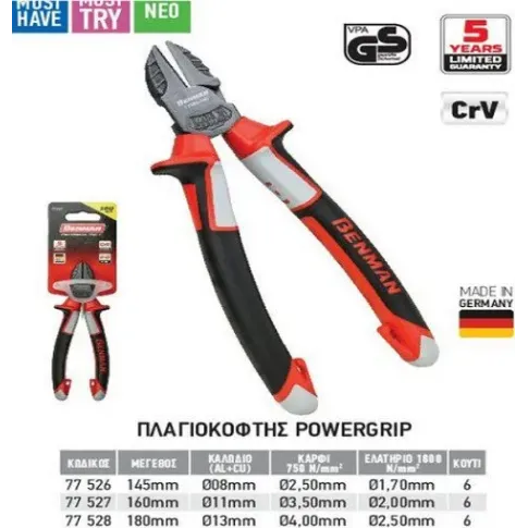 Benman Πλαγιοκόφτης Powergrip 145mm 77528