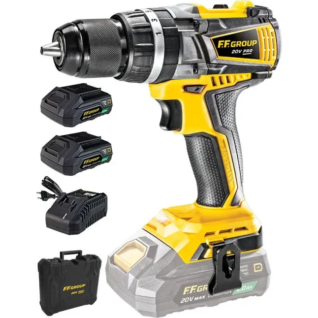F.F. Group CHD/60-BL 20V Pro Κρουστικό Δραπανοκατσάβιδο Μπαταρίας 20V 2x2.0Ah 46671
