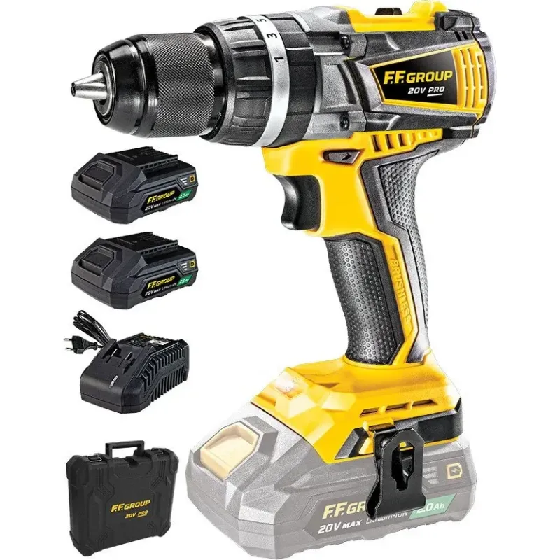 F.F. Group CHD/60-BL 20V Pro Κρουστικό Δραπανοκατσάβιδο Μπαταρίας 20V 2x2.0Ah 46671