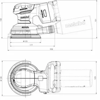 METABO 18 Volt Τριβείο Χούφτας Μπαταρίας SXA 18 LTX 125 BL με 125 mm πέλμα λείανσης 600146850