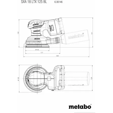 METABO 18 Volt Τριβείο Χούφτας Μπαταρίας SXA 18 LTX 125 BL με 125 mm πέλμα λείανσης 600146850