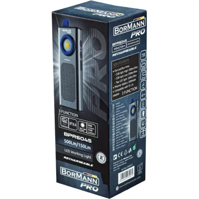 BORMANN PRO BPR6045 ΦΑΚΟΣ ΕΠΑΝΑΦΟΡΤΙΖΟΜΕΝΟΣ ΤΡΙΠΛΗΣ ΛΕΙΤΟΥΡΓΙΑΣ BLUETOOTH ΗΧΕΙΟ, ΑΔΙΑΒΡΟΧΟΣ 030072