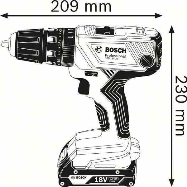 BOSCH GSB 18V-21 ΚΡΟΥΣΤΙΚΟ ΔΡΑΠΑΝΟΚΑΤΣΑΒΙΔΟ ΜΠΑΤΑΡΙΑΣ  PROFESSIONAL 0.601.9H1.102