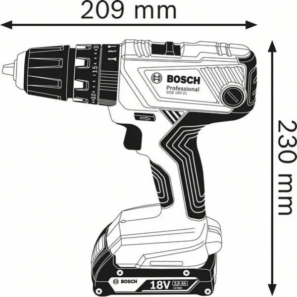 BOSCH GSB 18V-21 ΚΡΟΥΣΤΙΚΟ ΔΡΑΠΑΝΟΚΑΤΣΑΒΙΔΟ ΜΠΑΤΑΡΙΑΣ  PROFESSIONAL 0.601.9H1.102